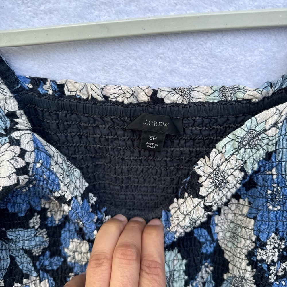 J. Crew Blue and White Floral Long Sleeve Dress size SP - Picture 6 of 15